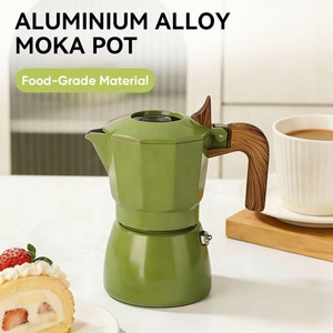 <span class=keywords><strong>Cafetera</strong></span> Moka Portátil de Doble Válvula de Aleación de Aluminio, Estilo Italiano, con Mango de Madera, Alta Presión, para Estufa, Comercial, 6-12 Tazas - Product Image 1
