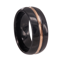 Bague d'éternité 8 mm en carbure de tungstène plaqué zinc noir avec incrustation de résine rouge de Cheng Jewelers, idéale pour un anniversaire