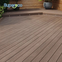 Planche de terrasse en WPC co-extrudé imperméable, finition grain de bois moderne antidérapante, installation par clipsage pour usage extérieur, patio, jardin