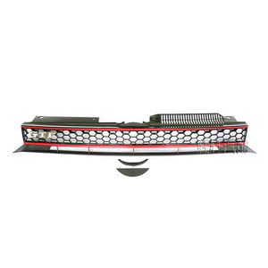 Parrilla Delantera para Volkswagen Golf Mk6 Gti, Rejilla de Entrada de Aire Tipo Panal, Parachoques de Plástico ABS, Línea Roja Plateada - Product Image 2