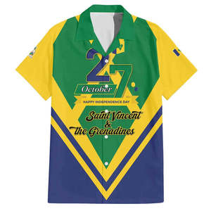 Camisa Hawaiana del Día de la Independencia de Santa Vincencio y las Granadinas, Estilo Simple, Personalizada para el 27 de Octubre - Product Image 2