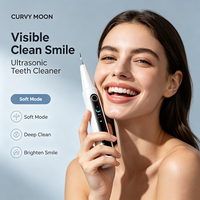 CURVY MOON Détartreur ultrasonique à faible vibration, longue autonomie, éliminateur de plaque et de tartre, nettoyeur dentaire visuel à écran couleur pour usage domestique