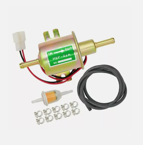 ชุดปั๊มน้ำมันเชื้อเพลิงไฟฟ้าสีทอง 12V พร้อมแคลมป์รัดสาย 10 ชิ้น สายส่งน้ำมันเชื้อเพลิงยาว 6.56 ฟุต ขนาด 5/16 นิ้ว พร้อมไส้กรองน้ำมันเชื้อเพลิง 2 ชิ้น และท่อ 1 เส้น รุ่น HEP-02A - Product Image 1