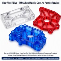 Pièces usinées CNC en PMMA acrylique sur mesure, surface polie pour usage industriel, coloris rouge et bleu, affichage OEM