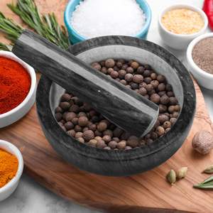 Ensemble de mortier et de pilon en pierre marbrée bols à épices salsa mexicaine avocat <span class=keywords><strong>taco</strong></span> bol à mélanger, accessoires de cuisine - Product Image 2