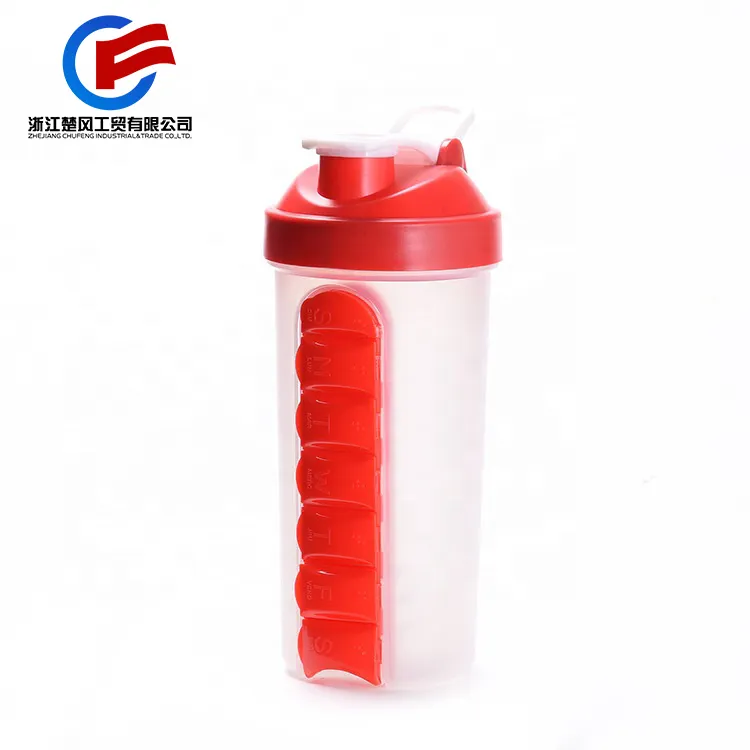 CHUFENG 700ml BPA 무료 플라스틱 병 로고 체육관 셰이커 병 알약 상자