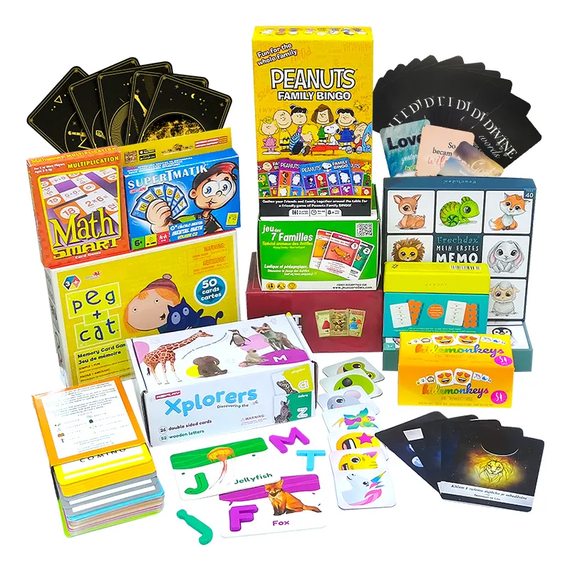 الجملة OEM مخصص الأسرة التعلم بطاقات فلاش الأطفال والذاكرة بطاقات ألعاب بطاقة للبالغين والاطفال