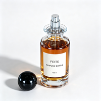 Flacon de parfum en verre vide à col serti de 15 mm, flacon de parfum cylindrique moderne de 100 ml avec bouchon en résine colorée