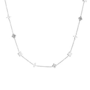 Women's Gold-Plated Stainless Steel Flower Necklace/<b>Bracelet</b> <b>Set</b> Trendy for Weddings Parties Anniversaries Engagement - Product Image 3