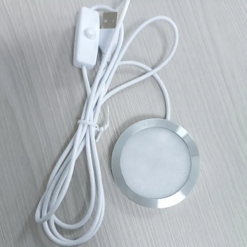 Luz LED puck para armário, cabo de conexão USB de 5V, mini luz redonda para cozinha, luz puck para armário e prateleira