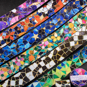 <span class=keywords><strong>1</strong></span> rouleau de ruban adhésif de la série Colorful Brick Fragments, ruban estampé à chaud avec motifs de briques colorées pour bullet journal DIY - Product Image 2