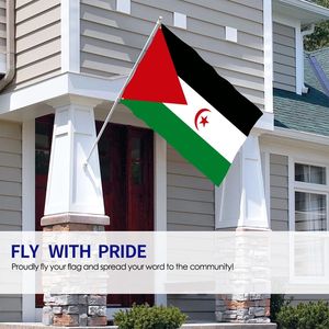 Gahumi Banderas <span class=keywords><strong>de</strong></span> país colgantes para exteriores Banner Poliéster Nylon Personalizado 3x5ft <span class=keywords><strong>Bandera</strong></span> <span class=keywords><strong>de</strong></span> la nación del <span class=keywords><strong>Sahara</strong></span> occidental - Product Image 4