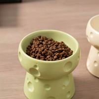 Bol en céramique pour chat, surélevé, ergonomique, protection du cou, anti-vomissement, pour chats âgés à face plate