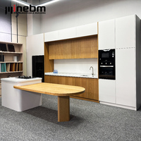 Îlot de cuisine moderne incurvé, semi-armoires, îlots de cuisine circulaires, forme ronde, armoire de cuisine, table de cuisine avec armoire