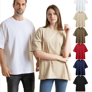 Boce diseño personalizado de gran tamaño hombro Color sólido camiseta hombres y mujeres General de gran tamaño en blanco camiseta personalización al por mayor - Product Image 1