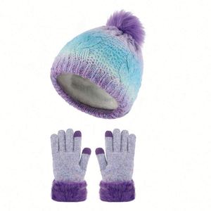 Ensemble bonnet et gants d'hiver pour enfants en gros avec broderie 3D, pour usage professionnel et voyage, 100 % acrylique, unisexe - Product Image 5
