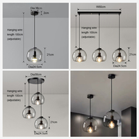 Lustre Suspendu en Verre Rustique de Bonne Qualité d'Usine, Décoration de Cuisine, Lampe Suspendue de Luxe, Restaurant Nordique, Lustre Moderne à Boule de Verre