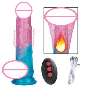 Weicher Blau+Rosa Umweltfreundlicher Silikon-Dildo Vibrator Teleskopisch Rotierend Schüttelnd Heizend Erwachsenen-Sexspielzeug Großartige Penis-Simulation - Product Image 5