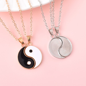 Nuovo Set di collana di coppia di Tai Chi Gossip Figaro bianco nero placcato oro antico in lega classica ciondolo per regalo di buoni <span class=keywords><strong>amici</strong></span> - Product Image 3