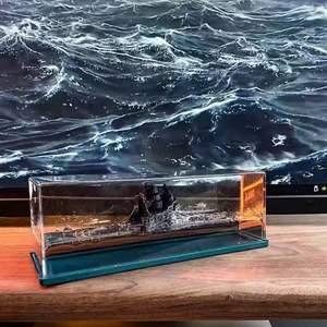 Decoración de <span class=keywords><strong>Barco</strong></span> de Crucero Acrílico <span class=keywords><strong>que</strong></span> Golpea un Iceberg, <span class=keywords><strong>Juguete</strong></span> de Escritorio con Ondas Líquidas <span class=keywords><strong>que</strong></span> <span class=keywords><strong>Nunca</strong></span> <span class=keywords><strong>se</strong></span> <span class=keywords><strong>Hunde</strong></span>, Adorno de Escritorio con Forma de <span class=keywords><strong>Barco</strong></span> Insumergible - Product Image 2