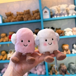 Divertidos y Cálidos Orejeras de Peluche Rosa y Blanco con Relleno de Algodón PP, Novedad de Navidad 2025, Muñeco de Peluche - Product Image 4