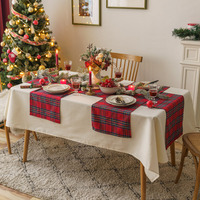 Chemin de table moderne en polyester à motif écossais rouge classique pour mariage, maison, hôtel, fête, festival, Noël