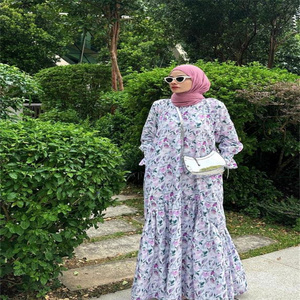 Traditional Muslim Women's Spring Summer <b>Dresses</b> Polyester <b>Long</b> Ankle-Length <b>Chiffon</b> Floral Embellished Elegant Belt New Style - Product Image 4
