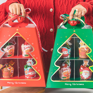 Hình thang 2 tầng món tráng miệng cắt lát bánh hộp Giáng sinh cupcake hộp với cửa sổ rõ ràng - Product Image 4
