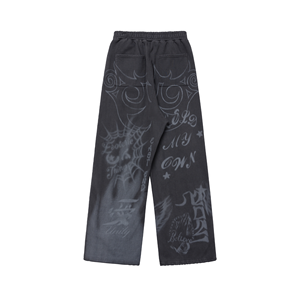 Pantalones Deportivos con Estampado de Cultura del <span class=keywords><strong>Tatuaje</strong></span>, Estilo Y2K, Lavados, para <span class=keywords><strong>Hombre</strong></span> y Mujer, Casuales - Product Image 4