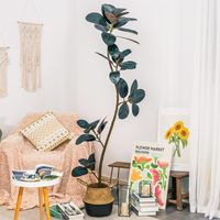 Arbre artificiel en plastique haut et personnalisable, écologique, en pot d'intérieur, feuilles noires, pot détachable, salon, mariage, Noël