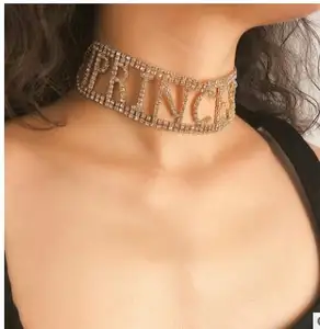 Kalung Choker Berlian Imitasi Gotik Mewah Aksesori Pernikahan Wanita Celurit Leher Rantai Kristal Penuh Seksi Punk Femme 2019