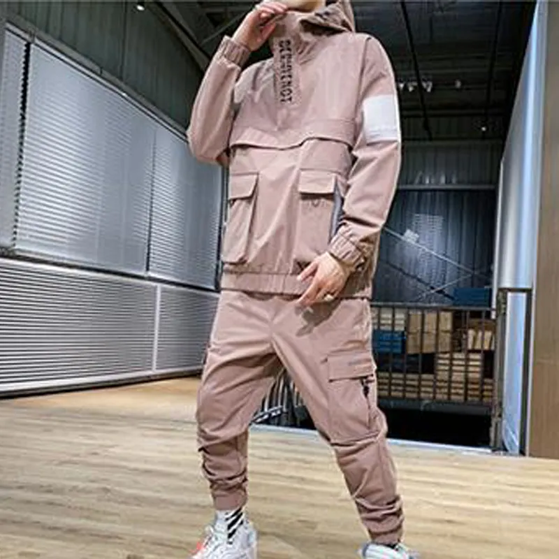 2022 Hot Custom Hip Hop Men's Handsome Baggy Jacket Track Suits Cool Loose Work Jacket Suits For Men