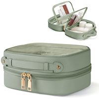 Sac de maquillage transparent à double couche, étui de voyage cosmétique transparent avec fermeture à glissière pour articles de toilette et essentiels