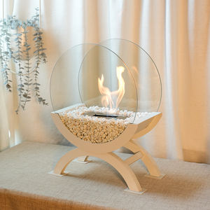 Grande cheminée autoportante à l'éthanol Cheminée en métal robuste blanche pour patio intérieur - Product Image 5