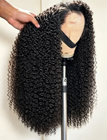 Vente en gros usine : Cheveux brésiliens 13x6 pour perruques, bouclés afro crépus, dentelle transparente pour femmes noires, densité 180%, noir