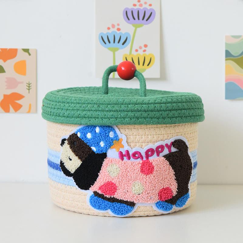 Perle bois couvercle vert-Happy puppy boîte de rangement 22*15cm