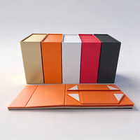 Boîte à chaussures rigide magnétique pliable personnalisée, boîte cadeau pliable orange et argentée pour l'emballage de chaussures et de vêtements