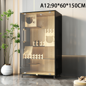 Katı ahşap düğme kapatma çevre dostu kedi kabine özel Modern küçük hayvan evi Pet kafesleri kapalı kedi mobilya - Product Image 3