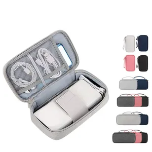 Waterproof Dual Layer Travel Electronics Organizers Mobile Phone Accessories Storage Bag for Power Bank/Data cable/Chargers