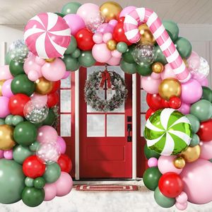 Kit de guirnalda de globos navideños 127 piezas verde salvia Rosa rojo oro globos arco con copo de nieve dulces globos invierno Año Nuevo - Product Image 5
