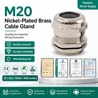 Presse-étoupe M20 en laiton nickelé, étanche IP68, raccord de câblage industriel, accessoires de presse-étoupe métrique en acier inoxydable