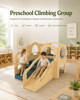 COMPANY Moderne Holzmöbel für Kindergärten mit Indoor-Rutsche und Sensorikbereich für Vorschule, Kindertagesstätte und Grobmotorikraum
