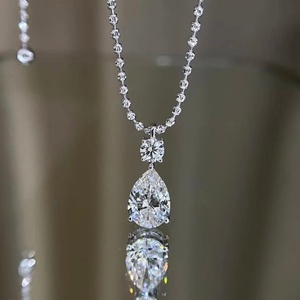 IGI Certified Pear Cut Lab Grown Diamond Pendant <b>Necklace</b> 14K 18K Gold Solitaire Diamond <b>Necklace</b> Custom Jewelry - Product Image 2