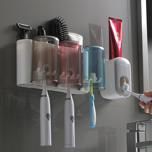 Ecoco Wall Mounted Toothbrush Cup Holder Set With Suction Cup Storage For Bathroom Electric Toothbrushes Transparent Design - Product Image 4