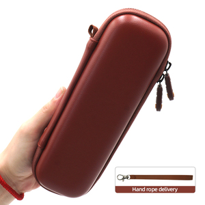 Étui rigide étanche de luxe pour Osmo Pocket 3, en cuir PU marron à motif lychee, pochette de rangement avec fente pour accessoires - Product Image 1