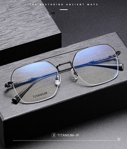 <span class=keywords><strong>Montatura</strong></span> per Occhiali in Titanio Ottico, Stile Aviatore, Mezza <span class=keywords><strong>Montatura</strong></span> per Uomo, per Miopia - Product Image 6