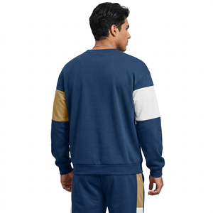 Men Custom Colorblock <b>Crewneck</b> Tracksuit Set Casual Fleece Sweatshirt Long Sleeve Pullover Sweatpants Two Piece Sweatsuit - Product Image 4