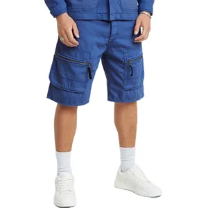 Shanlai Logo tùy chỉnh cổ điển Chiều dài đầu gối denim với 3D Zip túi/bán buôn 100% cotton nam mùa hè jorts