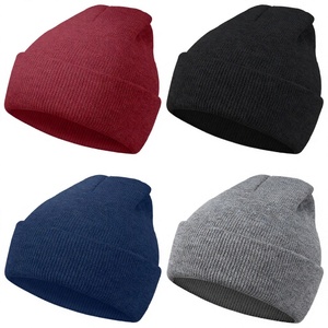 Unisex Solid Color Beanie Hat 100% Acrylic Knitted <b>Winter</b> <b>Cap</b> for Adults Casual Wear 56-58CM Head Circumference - Product Image 1