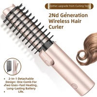 Brosse à boucler les cheveux sans fil portable avec protection contre la mise hors tension automatique, écran LED, rechargeable, pour la maison, l'hôtel et les camping-cars